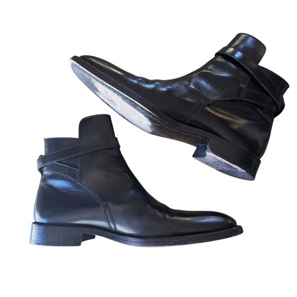 Hugo Boss Men's Jodhpur Style Leather Ankle Boots Black Made in Italy Size 9 - Picture 6 of 10